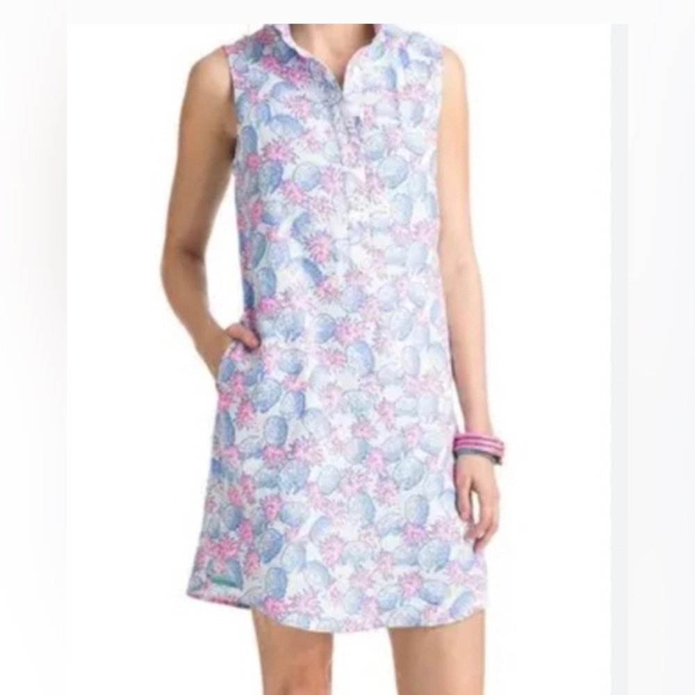 Vineyard Vines Women’s 100% Linen Pineapple Print Fully Lined Shirt Dress Size 4